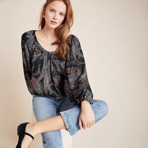 Maeve Madeira Burnout Satin Blouse - sz Medium